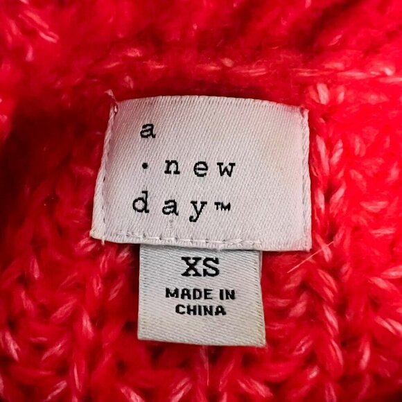 A New Day Womens Long Bishop Sleeve Cowl Neck Red Sweater Knit XS - Picture 8 of 9